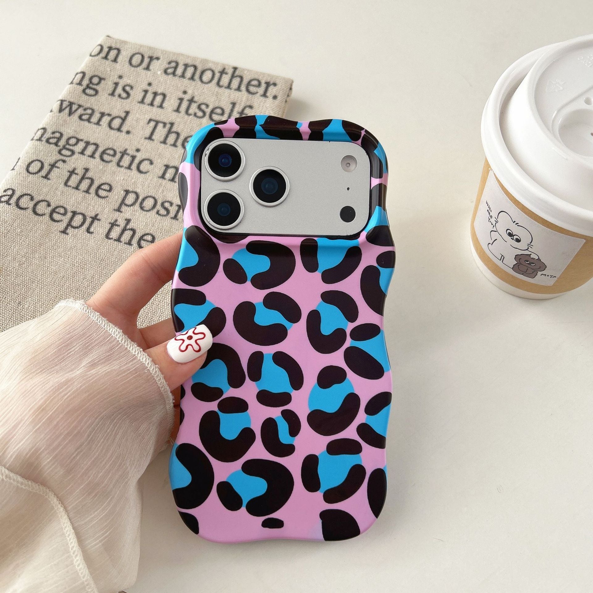 Contraste-couleur Leopard-print Dossier téléphonique Novel Et Niche