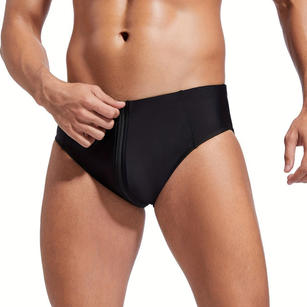 Hommes Low-rise Solid-color Trunks de bain brève