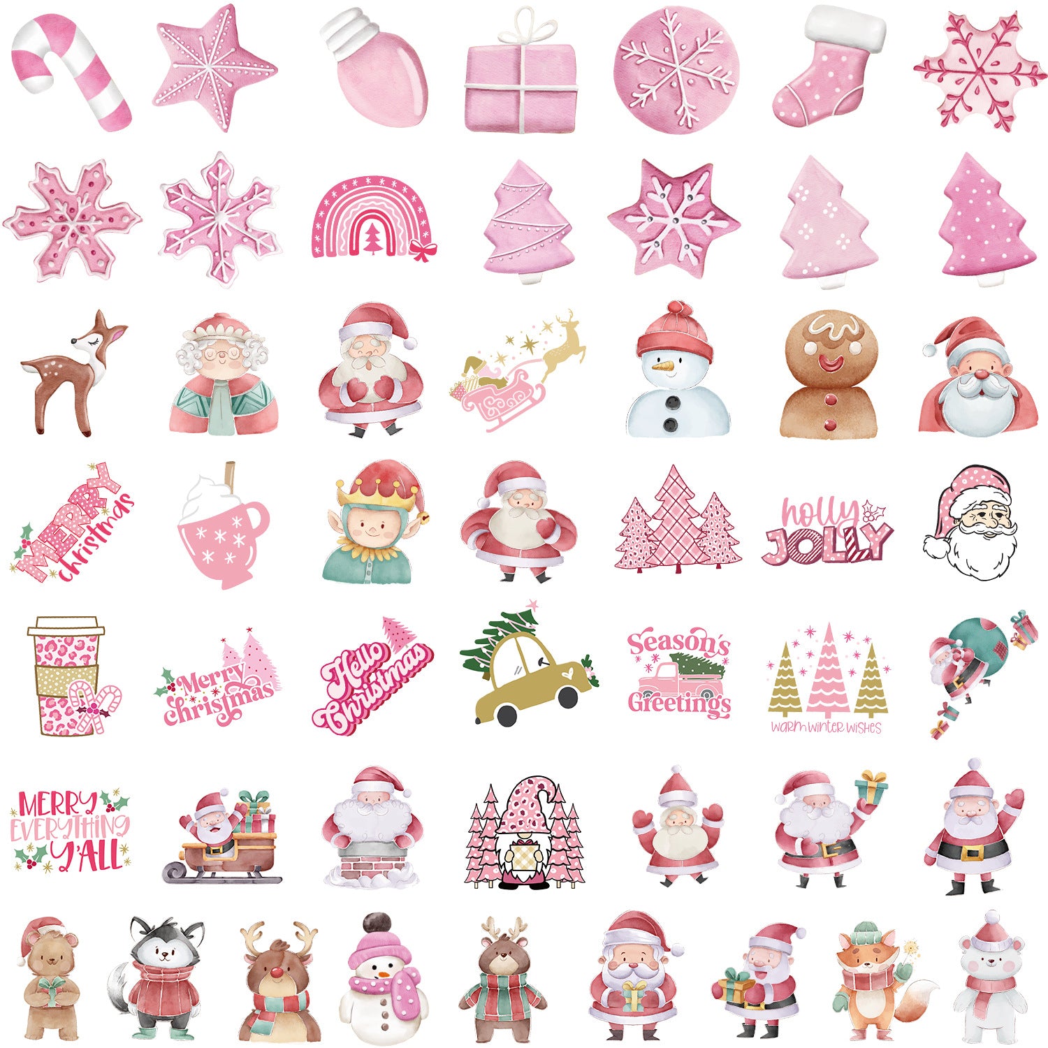 50 mignon décoration de Noël autocollant de voiture téléphone mobile ordinateur Guitar notebook étanche