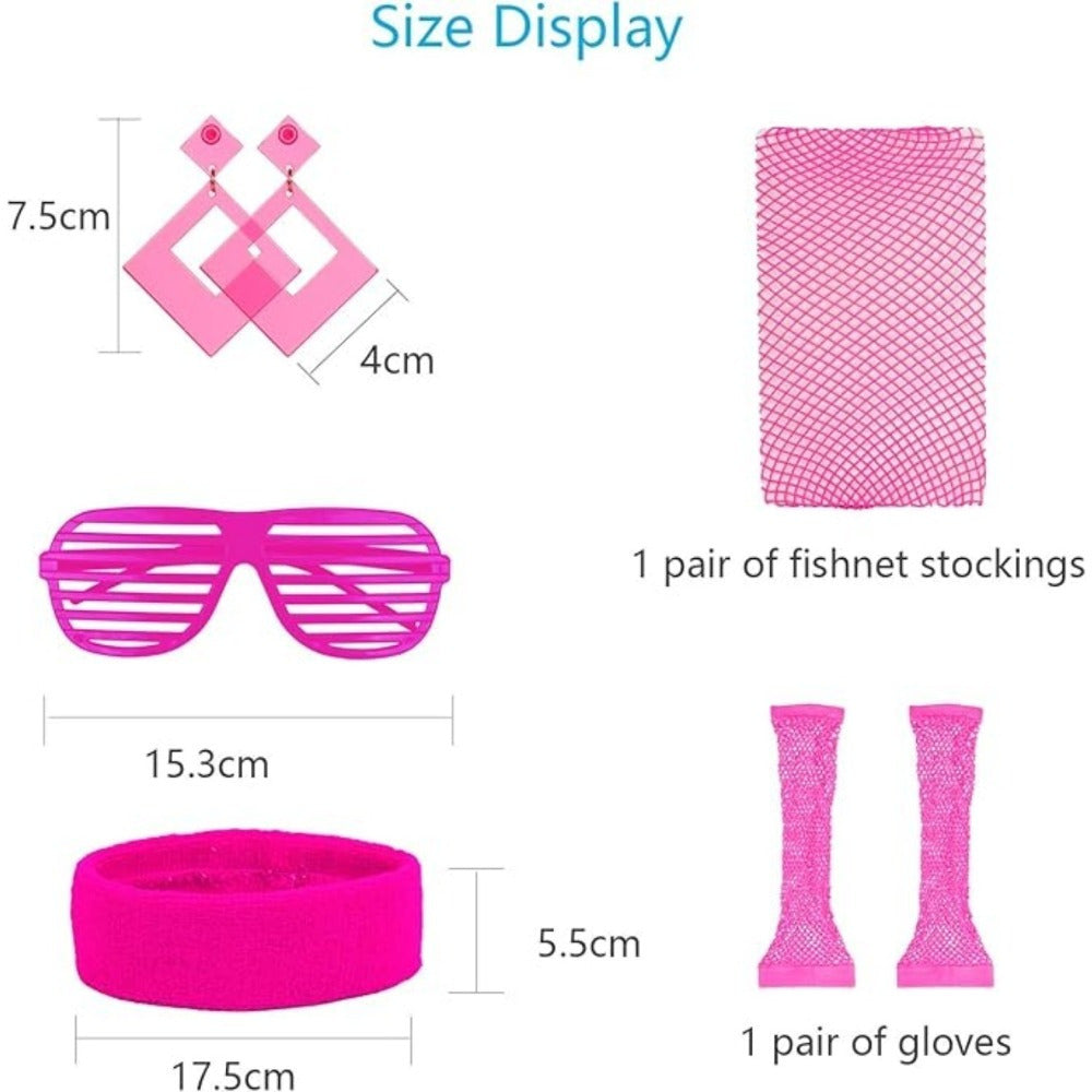 5-pièces pour femme fluorescente rose style 80