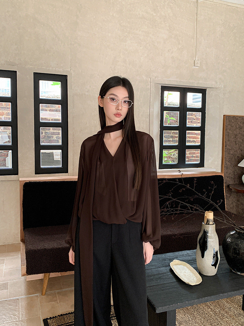 Chiffon Blouse pour femmes Designer inspiré style Niche
