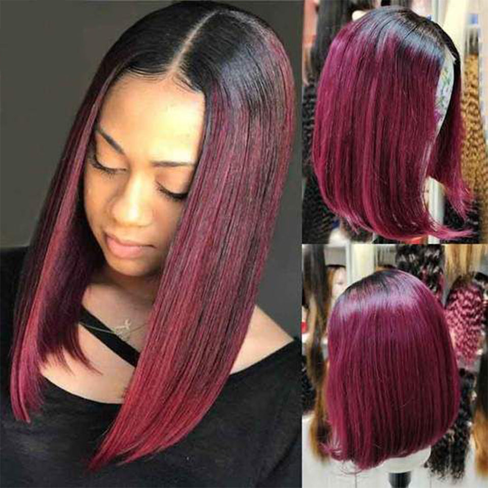 Short Droit 1B-99J Perruque de cheveux humains couleur Bob