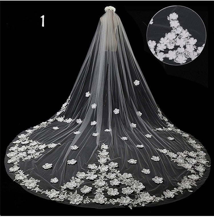 Robe de mariée Long Tail Luxury Super Fée Veil de mariage