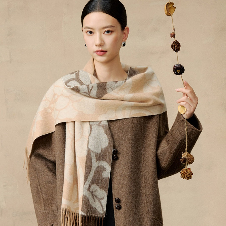 Femmes Merino Laine Jacquard Épaisseur haut de gamme Col d'hiver chaud