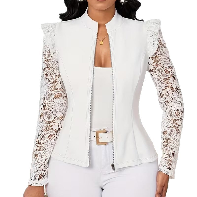 Blazer casual femme avec un collier d'équipage
