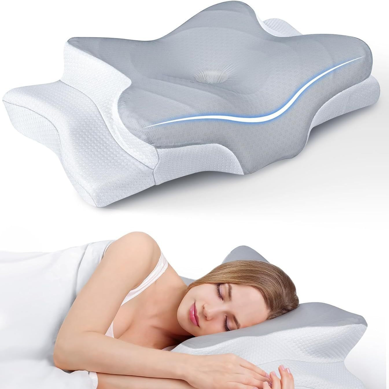 Oreiller contourné pour le soutien des épines cervicales Sommeil profond et relief de pression pour le côté S