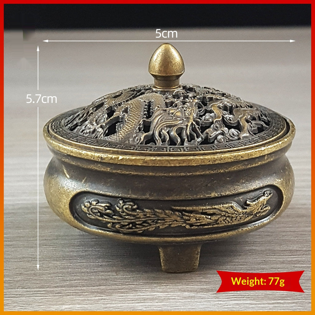 Brûleur d'encens d'inspiration zen Agarwood et Sandalwood avec dragon sculpté creux Et Phoenix