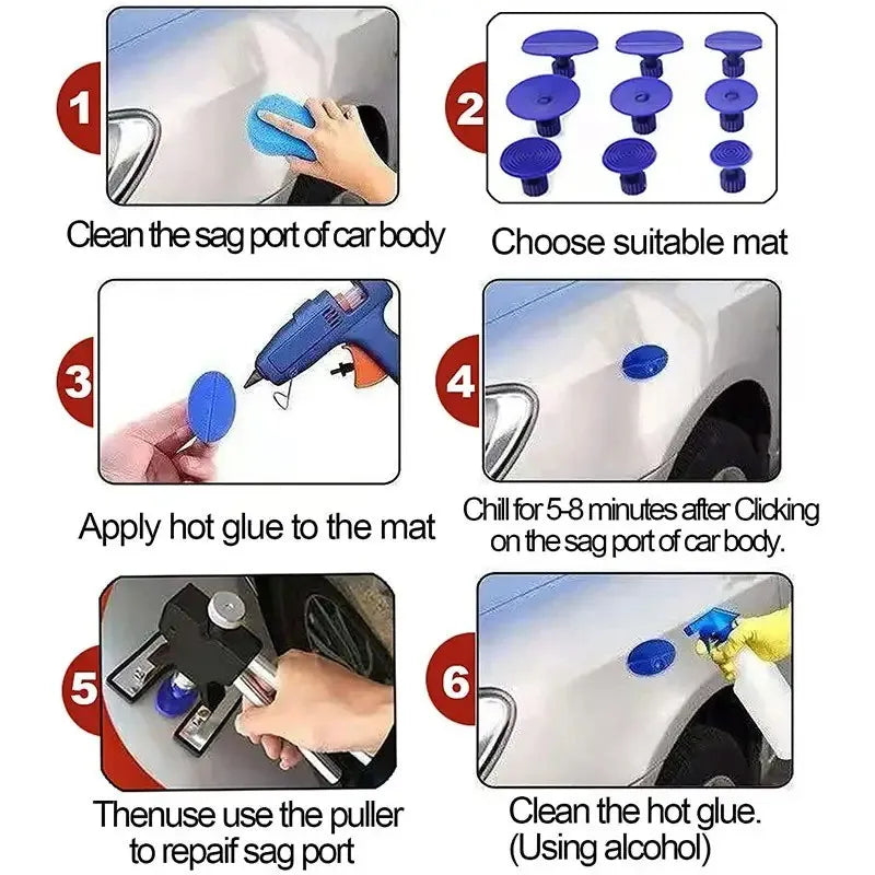 65PCS DENT PULLER OUTIL AUTO DENT RÉPONSE DENT SET DENT LIFTER DENT OUTIL OUTIL OUTIL