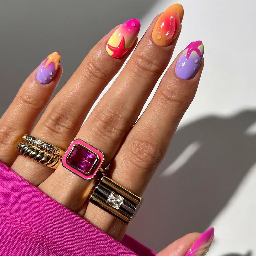 30 pièces de courte amande en forme de presse à ongles polonais Diffusion rose acrylique à ongles Art Stic