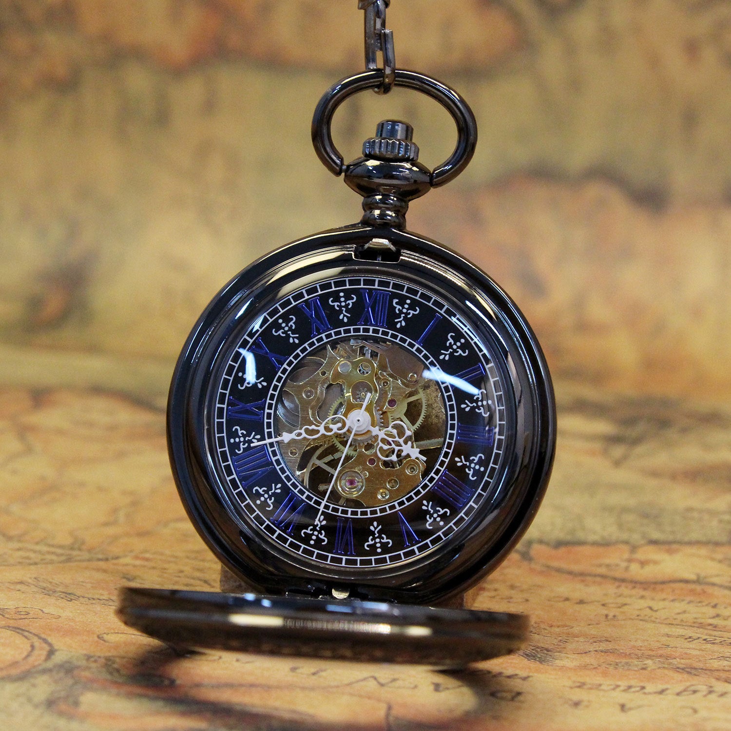 Rétro Nostalgique Créatif Transparent Mouvement mécanique ouvert montre de poche