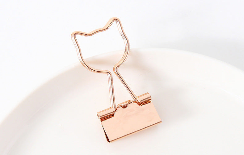 Creative Plating Or Petit Clip Bureau Style Long Tail Metal