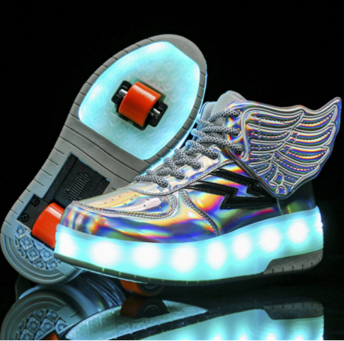 Double Roue Led Lumière Chaussures Roue Étudiant Roller Patins