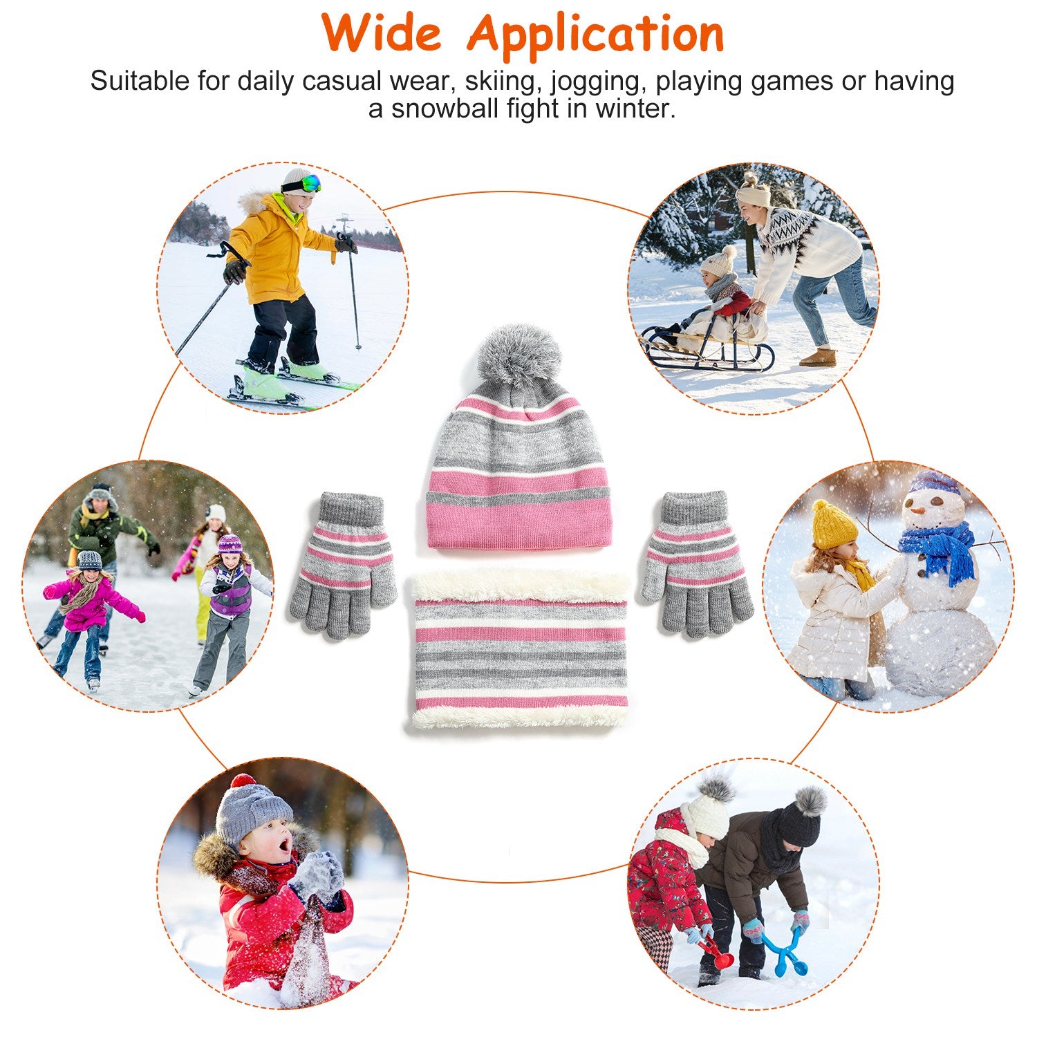 1Set Winter Kids Chapeau tricoté Gants 3Pcs Garçons Filles Bonnet d'hiver chaud Chapeau et Gants