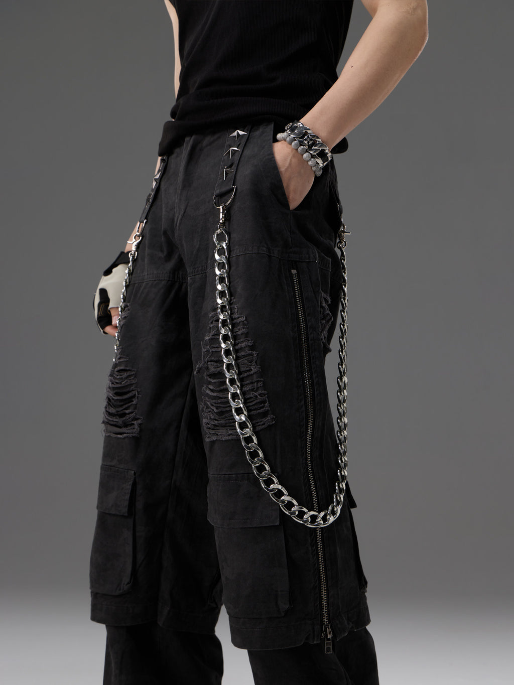 Chaîne de ceinture en métal pour vêtements de travail Pantalons Faux Conception en deux parties