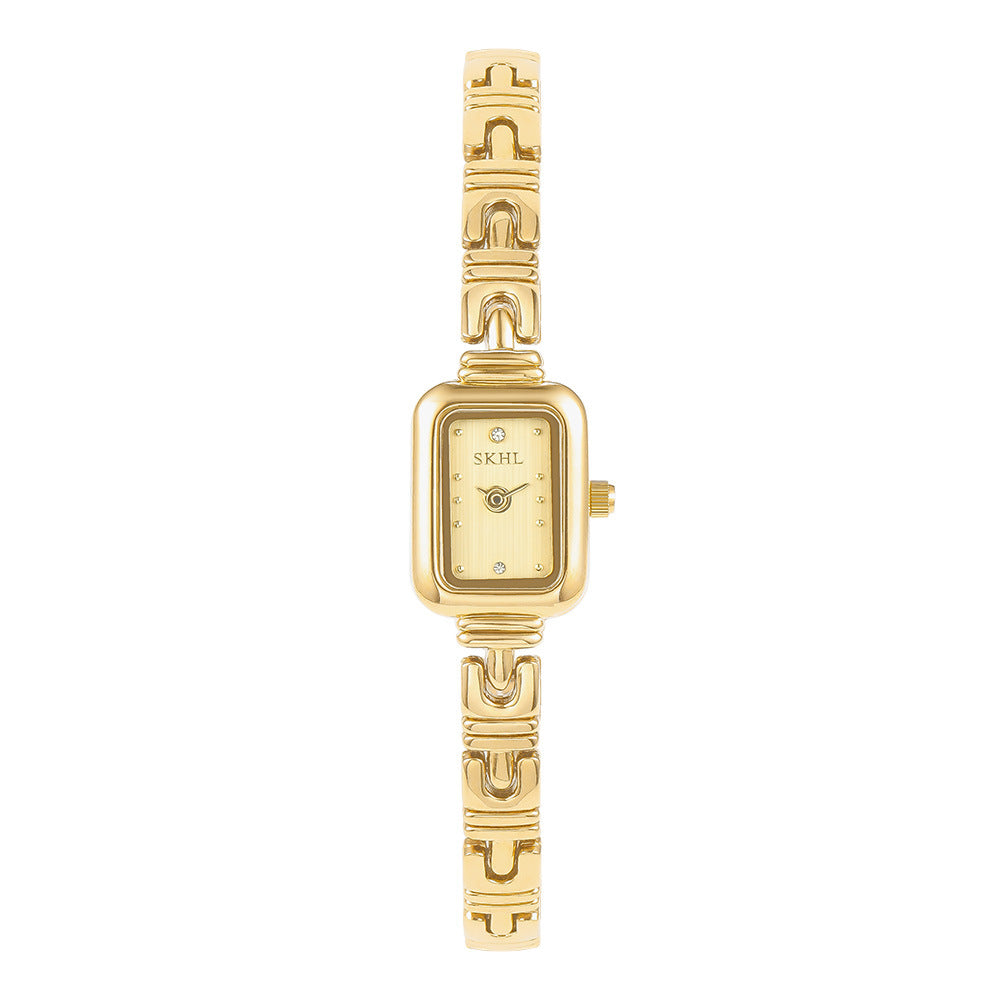 Rétro style mi-siècle bracelet en or montre avec un Niche design-avant esthétique