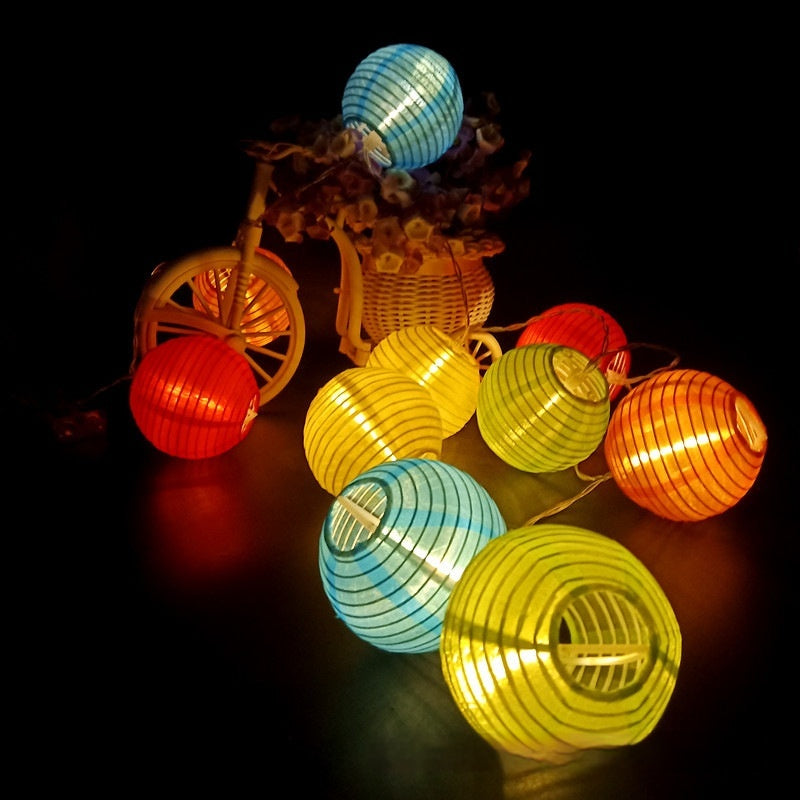 Solar Fabric Lighting Chain Colorful Lantern Décoration de l'atmosphère Chaîne