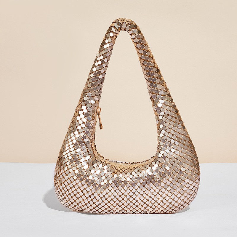 Fashion Metallic Gold Clutch Purse - Élégant sac de soirée sous-arm féminin pour la fête