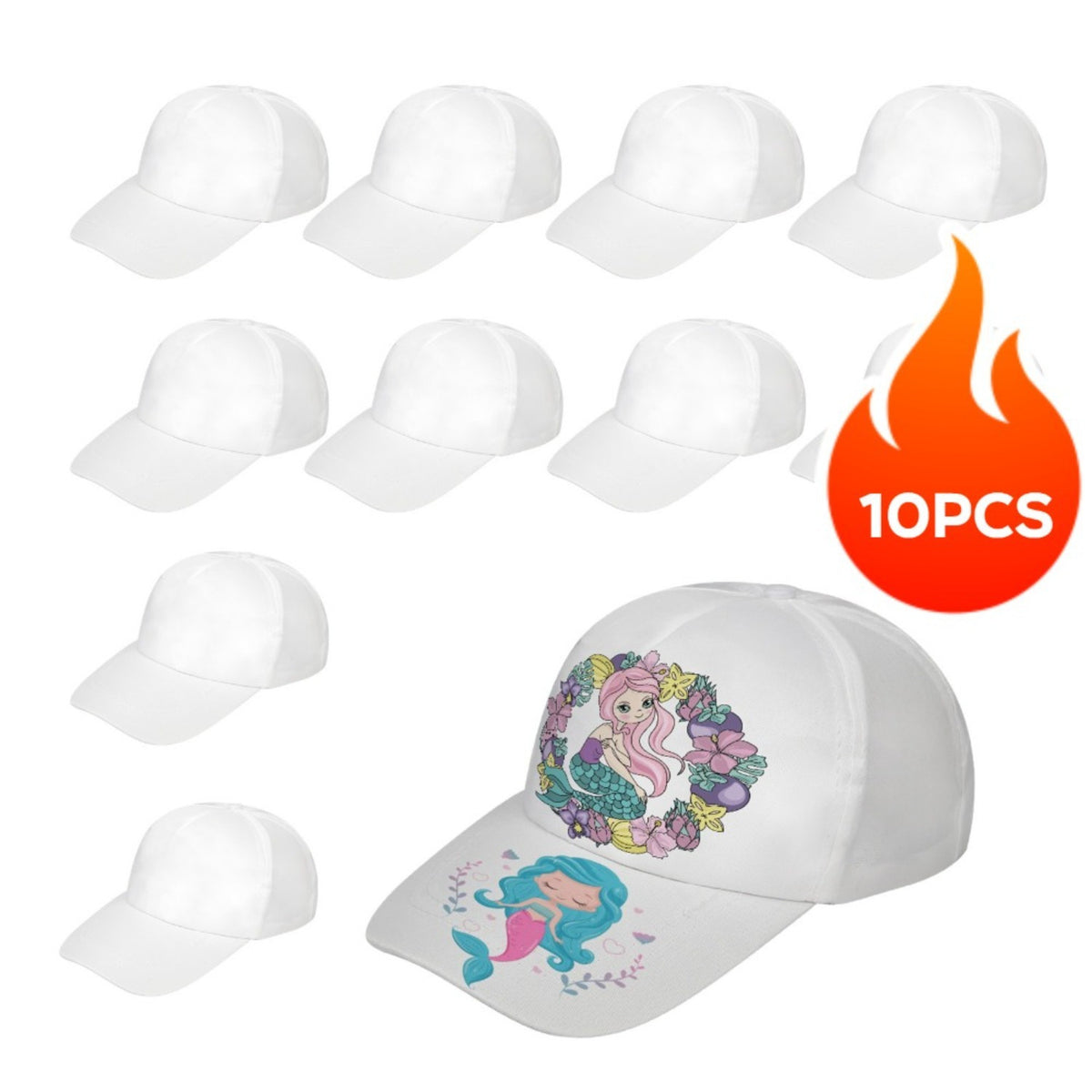Fantastic Hat Set pour la peinture avec des motifs sirènes – comprend 10 chapeaux magiques blanc pur + Exc