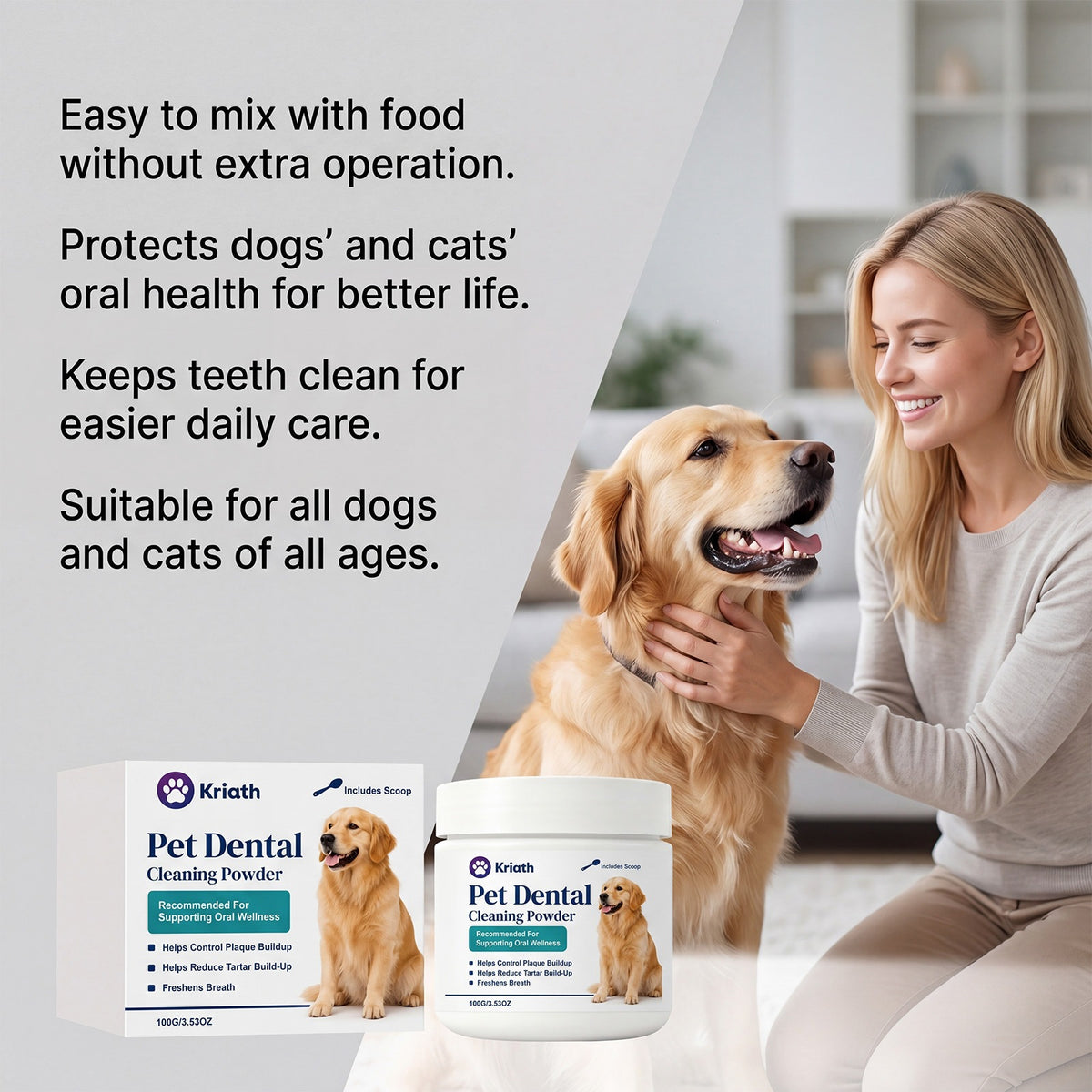 Poudre de nettoyage des dents de Kriath Pet