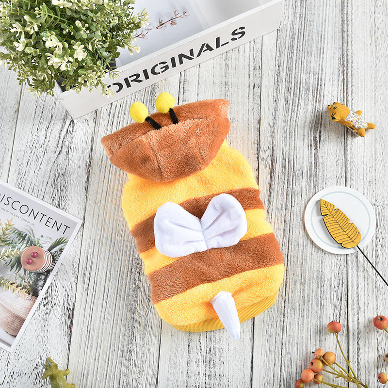 Costume d'automne de chat et d'hiver chaud d'abeilles Costume moyen grand chien manteau