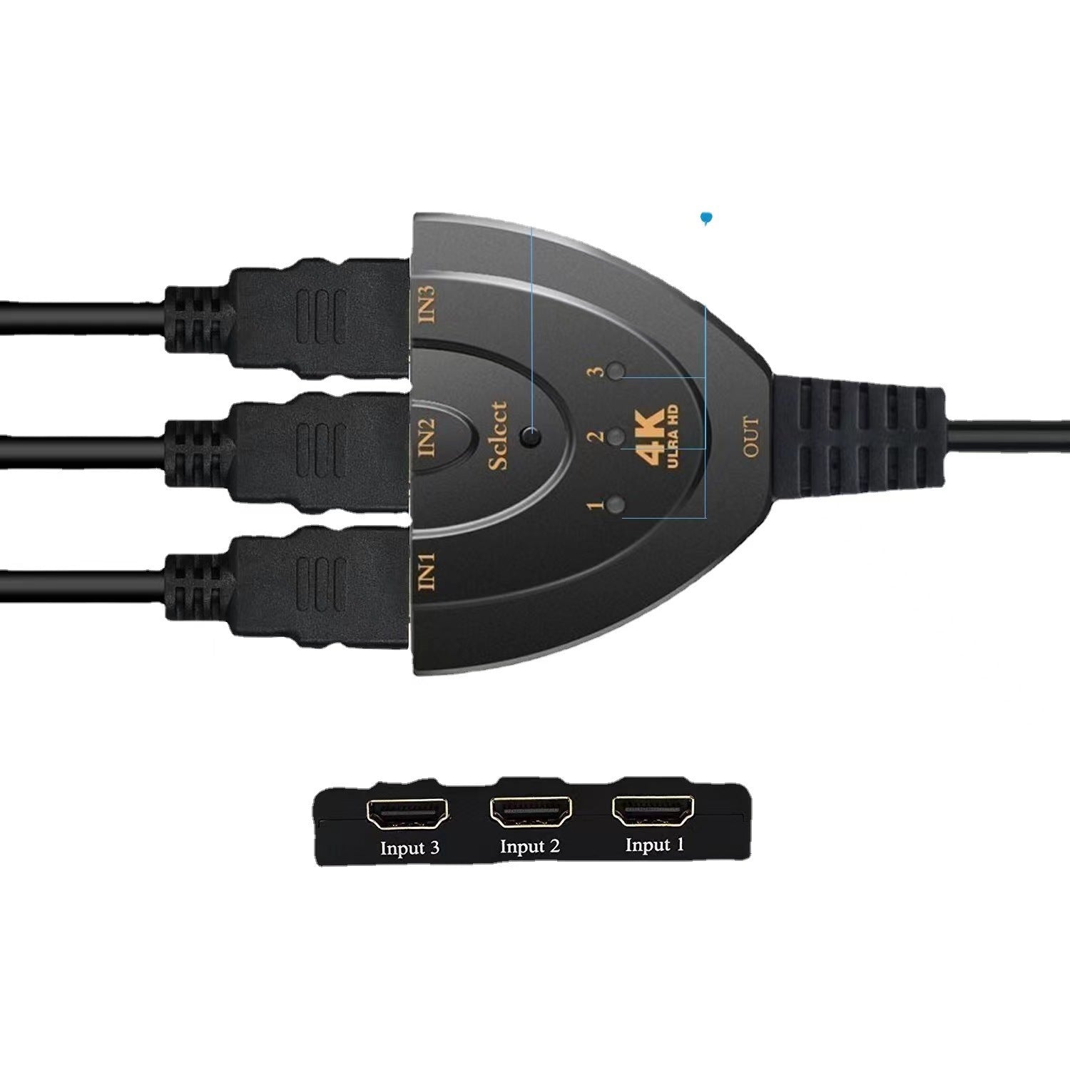 HDMI 3-en-1 avec 4K2K Pigtail haute définition 1-en-3 Out