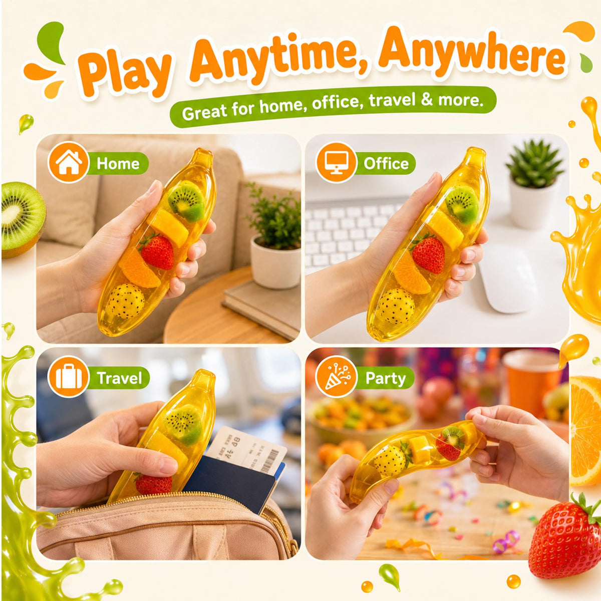 Jouet Banana, Jouets géants Banana Fidget,6.3 Pouce douce Jumbo Banana Squeeze jouet sensoriel, sucre