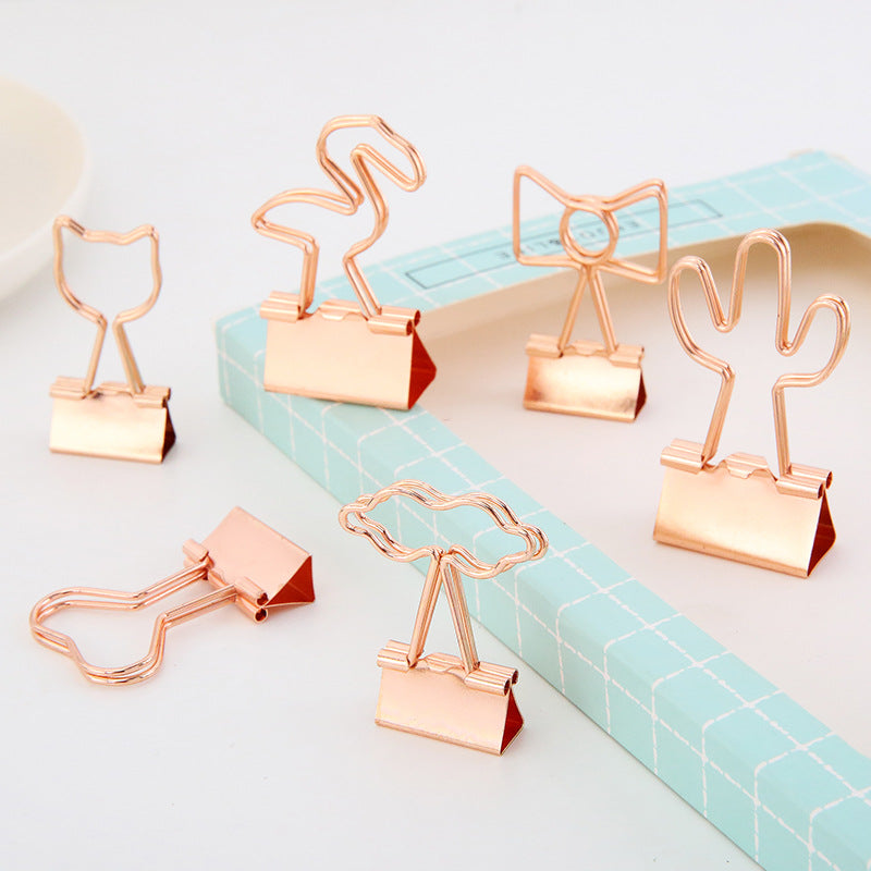 Creative Plating Or Petit Clip Bureau Style Long Tail Metal