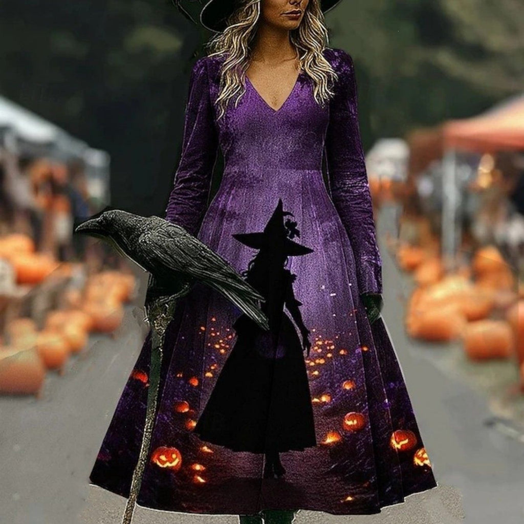 Arrivée d'automne Robe en V-Neck souple