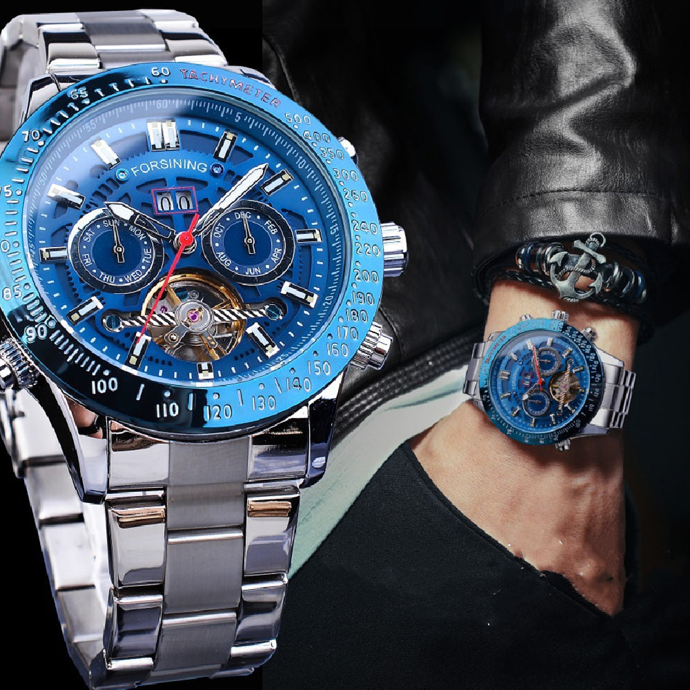 Fashion Casual Multi-fonction Tourbillon Montre mécanique automatique