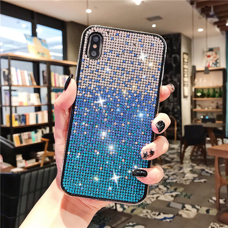 Gradient Edge Diamond Case Téléphone Starry Sky Strass