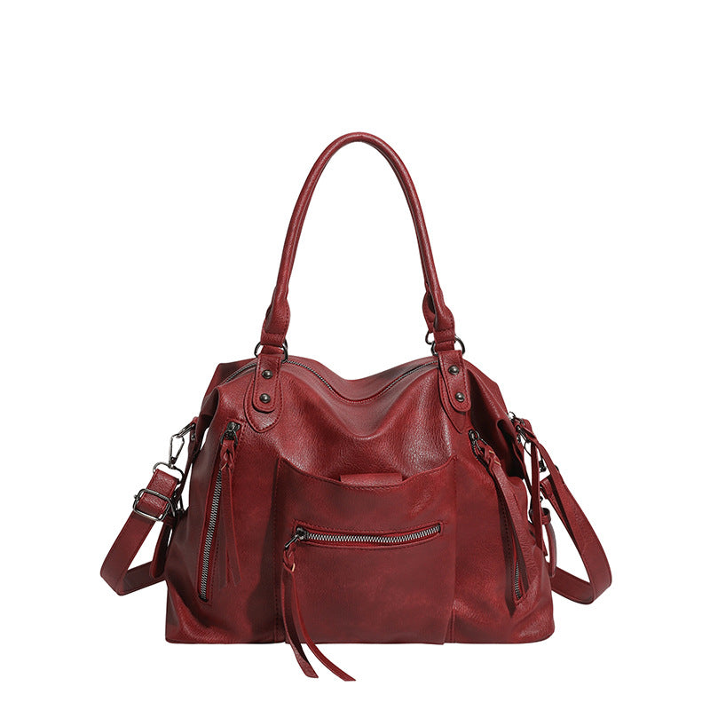 Mode de style moto Sac à main femme de grande capacité