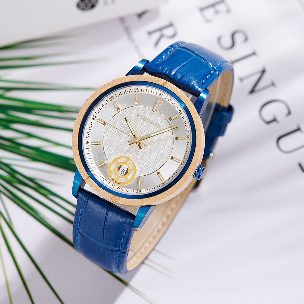 Montre en bois naturel pour homme - Vintage Minimalist Design Montre Quartz Casual pour jeune