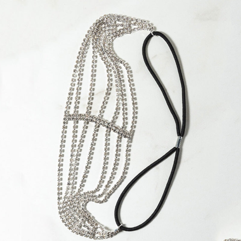 Flash Diamond Strass Elastic Headband Accessoires capillaires Cinq rangées de diamants