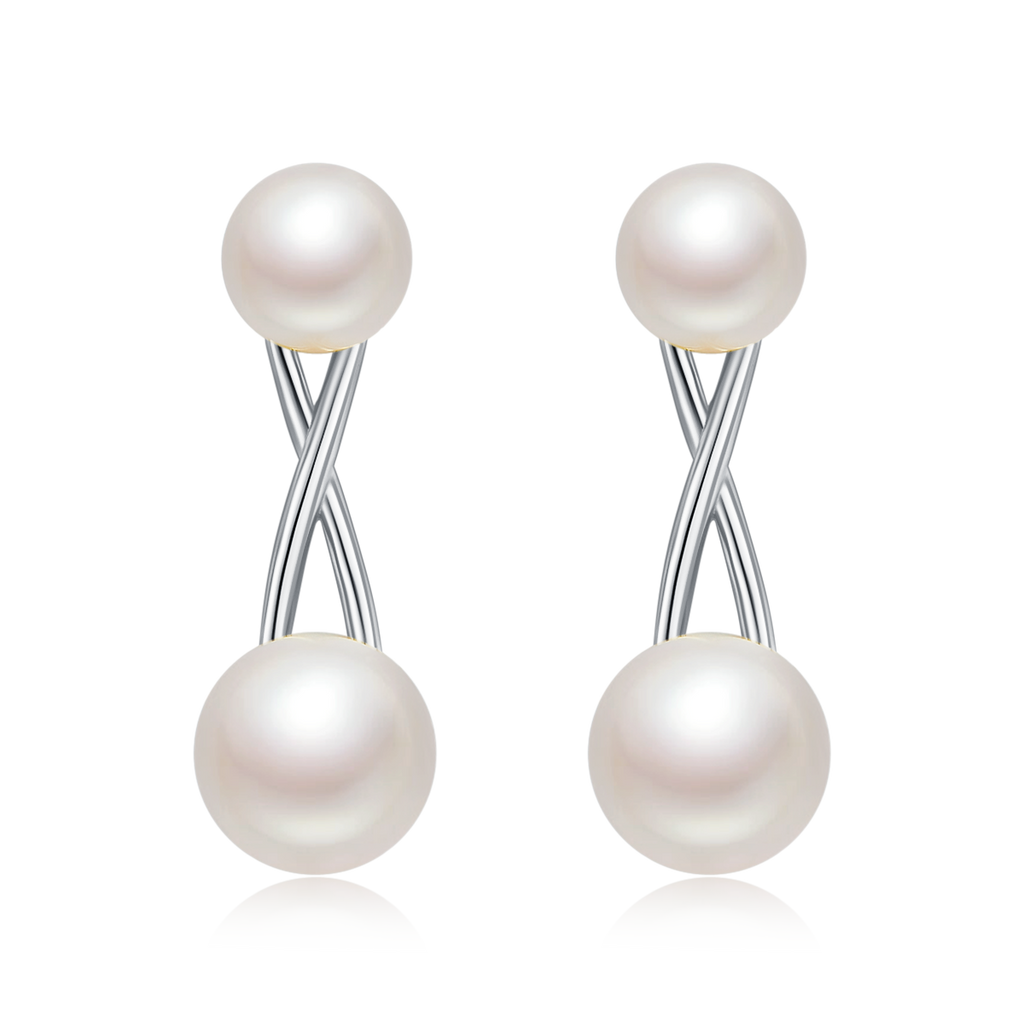 S925 Boucles d'oreilles en perles d'eau douce naturelles en argent sterling