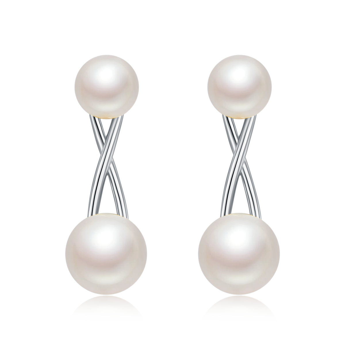 S925 Boucles d'oreilles en perles d'eau douce naturelles en argent sterling