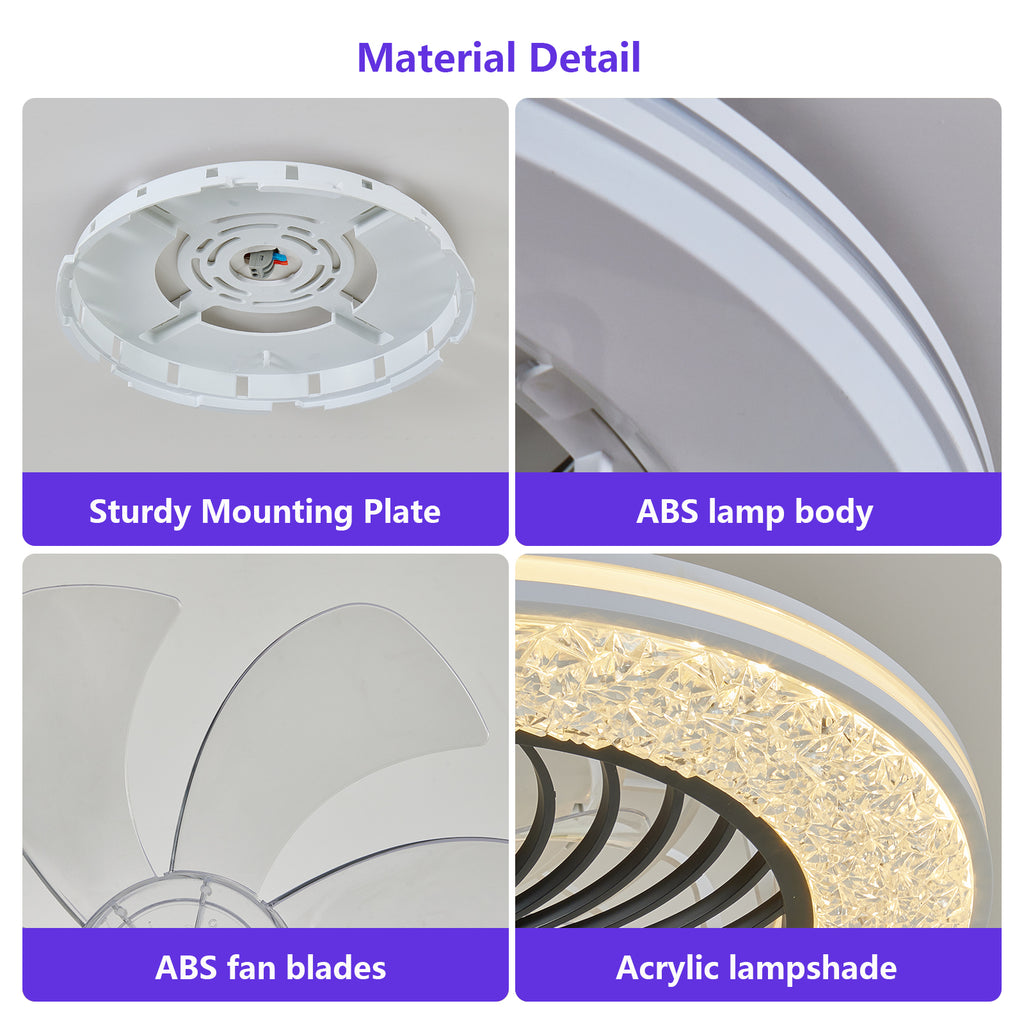 Ventilateurs de plafond clos de 23 pouces avec lumières