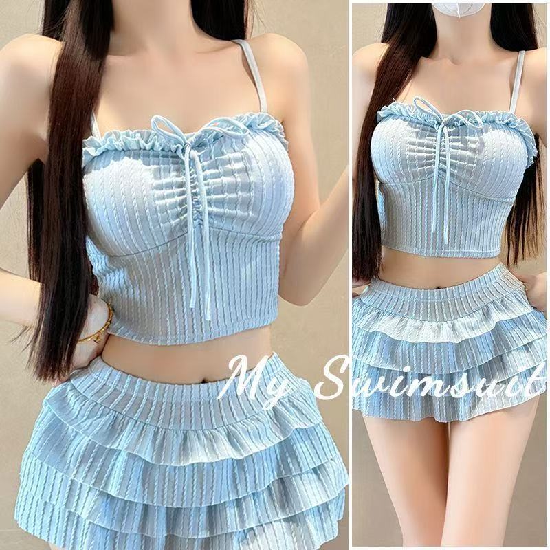 Peach Sweetheart Yellow Camisole Swimwear Femme à deux pièces Style Resort Slimming Spring T