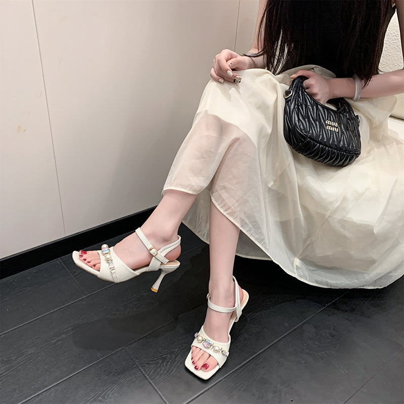 Sandales à talons en rainure douce pour femmes