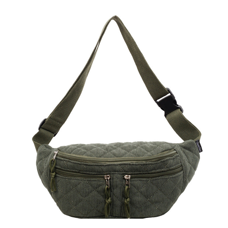 Sac de poitrine en coton massif de couleur basse Niche-design Épaule et corps croisé polyvalent et facile T