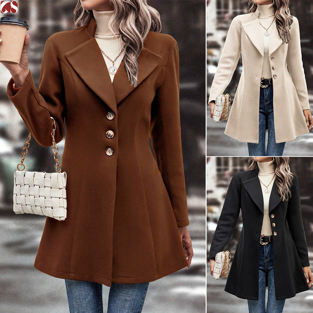 European and American Foreign Trade Hot-Selling Amazon Femmes automne et hiver Lapel Sli