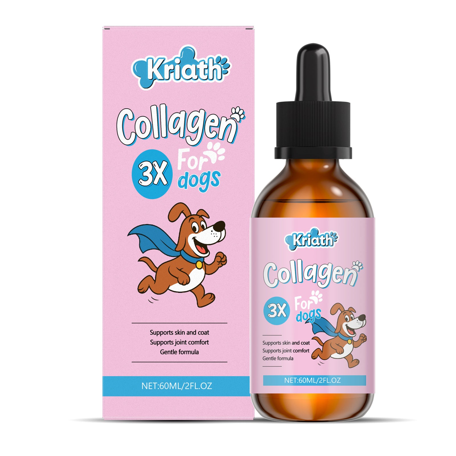 Kriath Pet Dog Nutrition gouttes formule légère pour la fourrure et soins de la peau aliments principaux avec supplemen