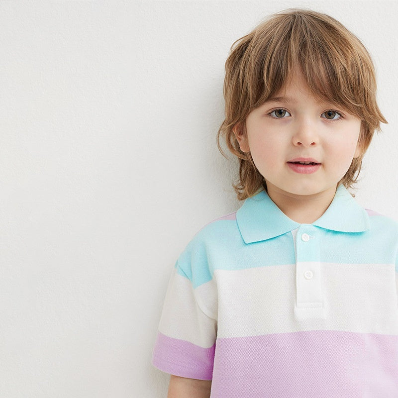 Polo Chemise manches courtes coton rayé garçon