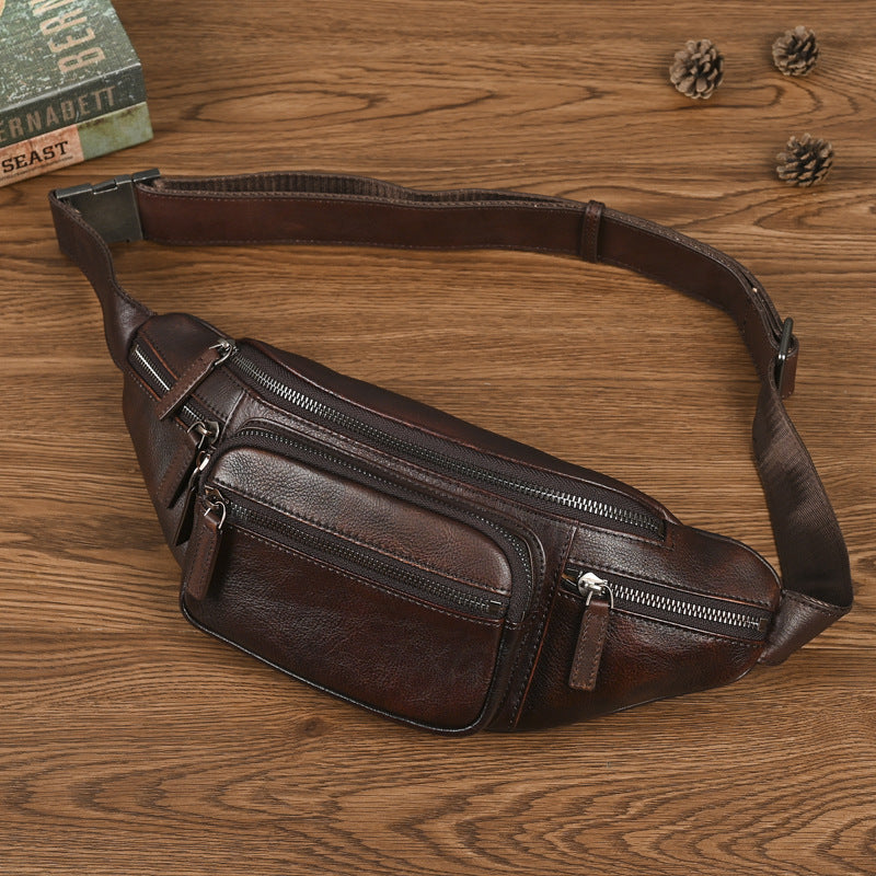 Cowhide Retro-style sac de poitrine casual