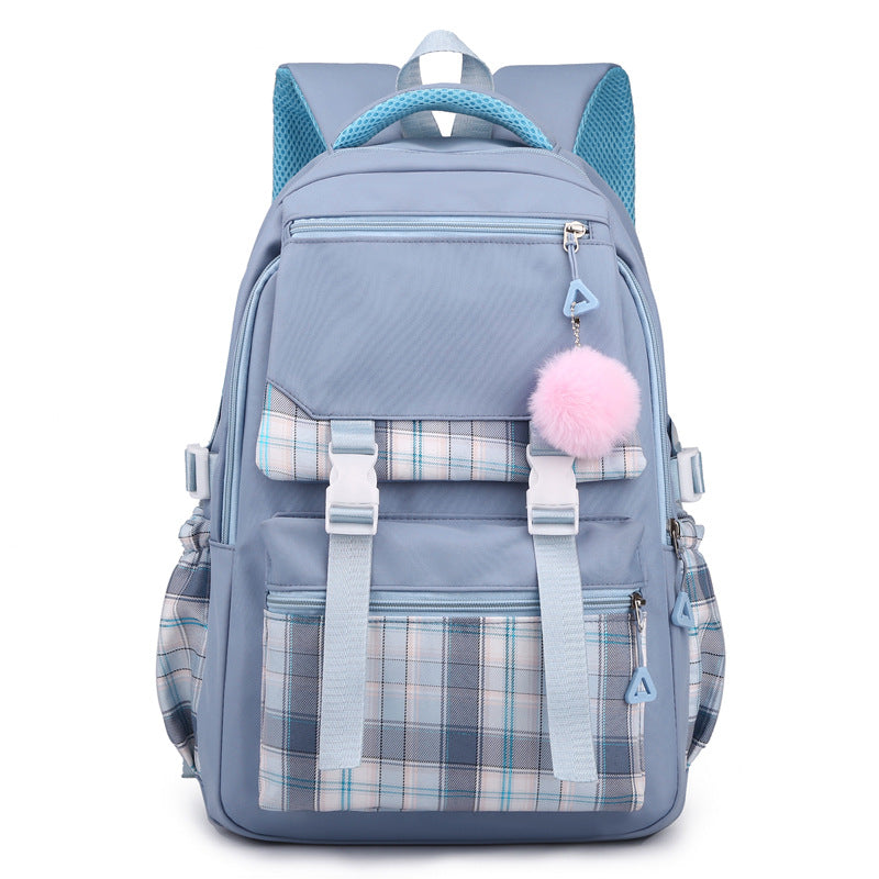 Sac à dos pour ordinateur multicouche simple couleur solide pour femmes