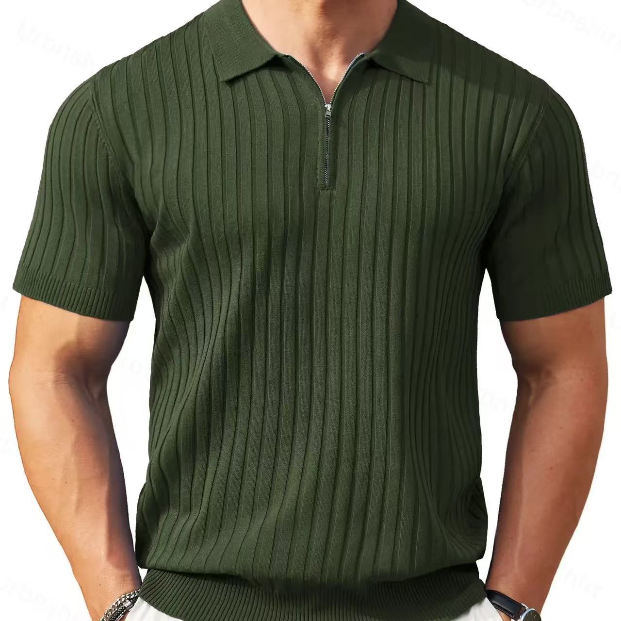 Hommes Zip-Up manches courtes Polo T-Shirt T-Shirt mode de golf casual