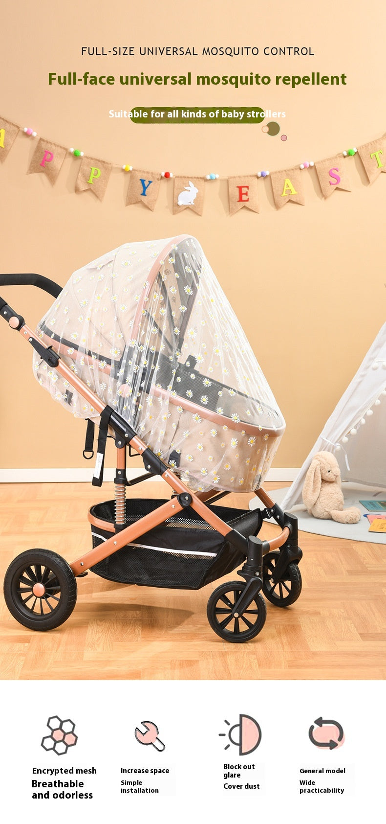 Infantile Mosquito Net Poussette d'impression de type complet
