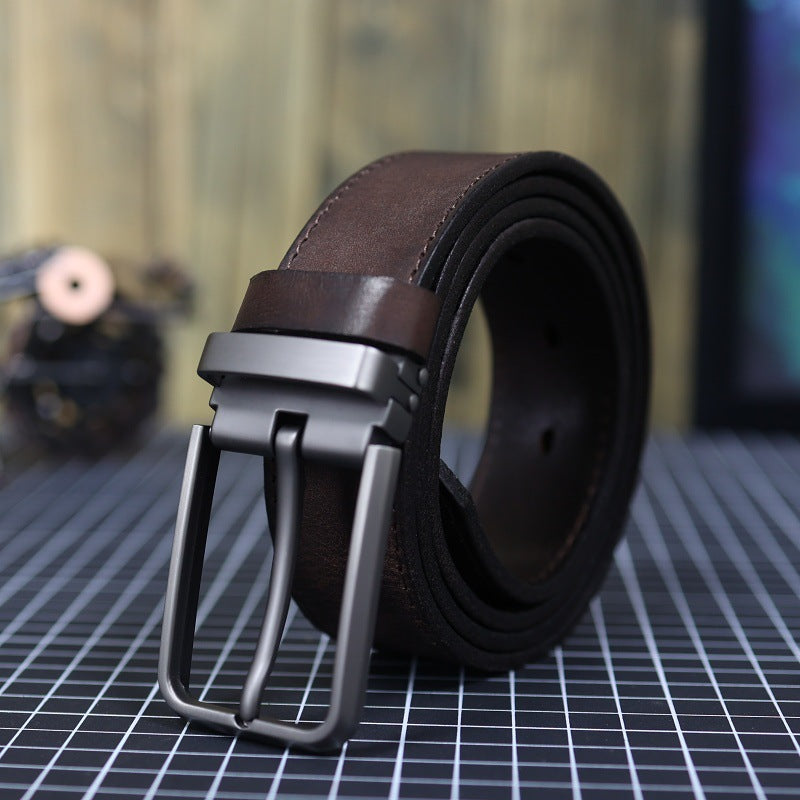 Ceinture vintage en cuir véritable pour homme avec boucle d'épingle