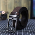 Ceinture vintage en cuir véritable pour homme avec boucle d'épingle