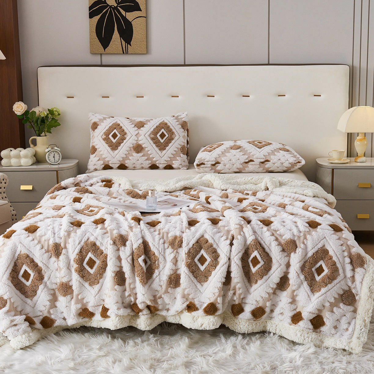 Couverture d'agneau Jacquard style bohème
