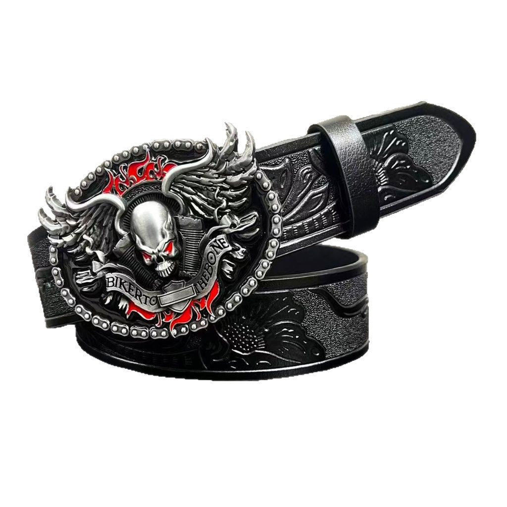 Ceinture en cuir en alliage homme avec un design vintage embossé